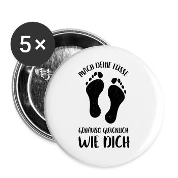 Fußpflege Pediküre Podologe Nagelstudio Geschenk - Buttons groß 56 mm (5er Pack) - Weiß - Vorne