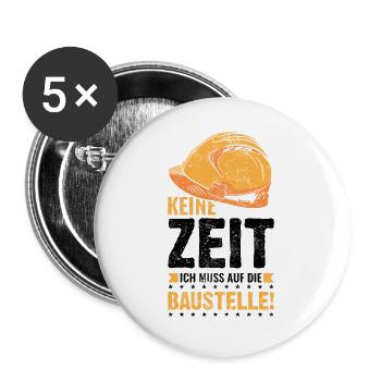 Bauleiter Bau Baustelle - Buttons groß 56 mm (5er Pack) - Weiß - Vorne