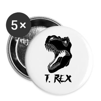 Tyrannosaurus schwarz - Buttons groß 56 mm (5er Pack) - Weiß - Vorne
