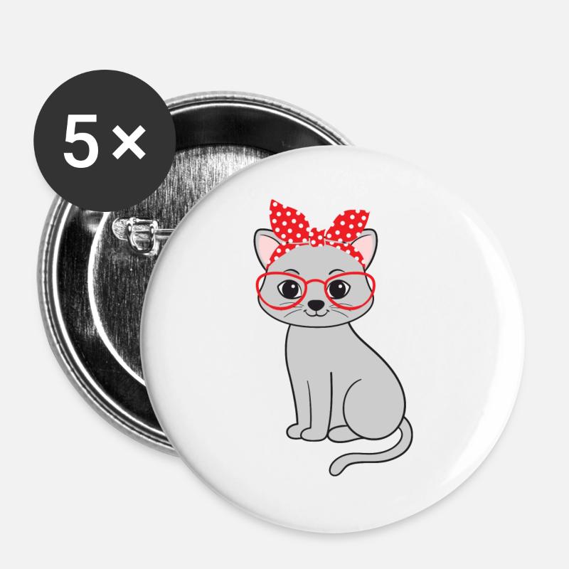 Cat Cats - Buttons large 2.2''/56 mm (5-pack) - white