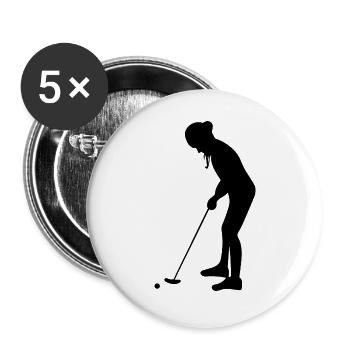 MINIGOLF MINIGOLFER MINIGOLFERIN - Buttons groß 56 mm (5er Pack) - Weiß - Vorne