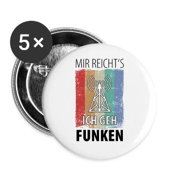 Amateurfunk Funker Funkgerät Funkamateur Geschenk - Buttons groß 56 mm (5er Pack) - Weiß - Vorne
