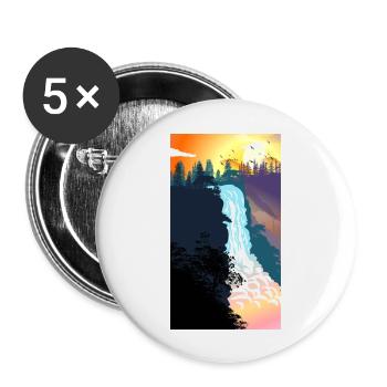 Coucher de soleil sur la cascade - Lot de 5 grands badges (56 mm) - blanc - Devant