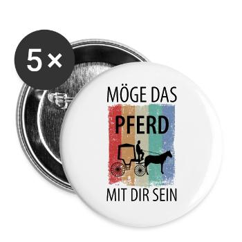 Kutscher Kutsche Pferdekutscher Kutschieren - Buttons groß 56 mm (5er Pack) - Weiß - Vorne
