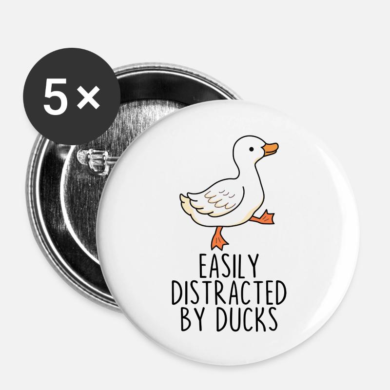 Easily Distracted by Ducks - Buttons large 2.2''/56 mm (5-pack) - white