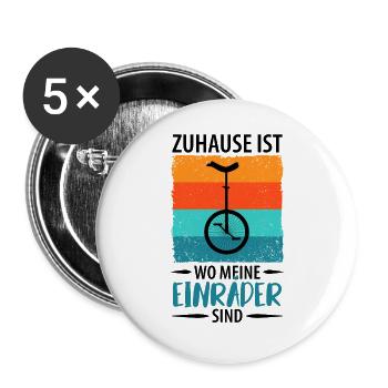 Einrad Einradfahrer Einradfahrerin - Buttons groß 56 mm (5er Pack) - Weiß - Vorne