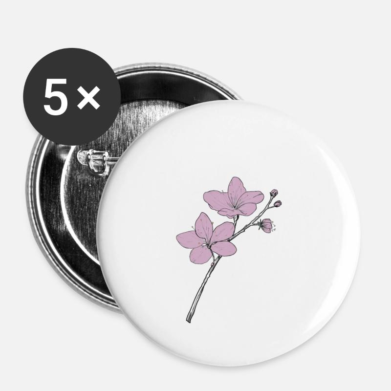 Cherry blossom - Buttons large 2.2''/56 mm (5-pack) - white