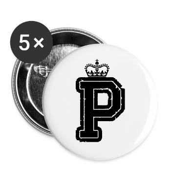 letter P krone - Buttons large 2.2''/56 mm (5-pack) - white - Front