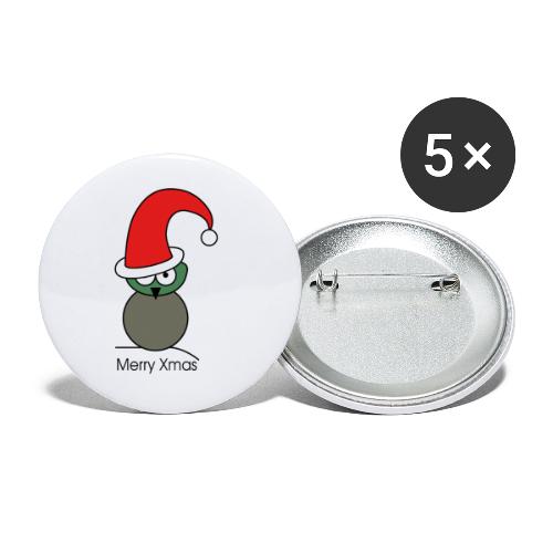 Owl - Merry Xmas - Lot de 5 grands badges (56 mm)