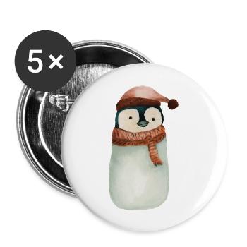 Pingouin - Lot de 5 grands badges (56 mm) - blanc - Devant