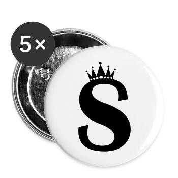 letter S crown - Buttons large 2.2''/56 mm (5-pack) - white - Front