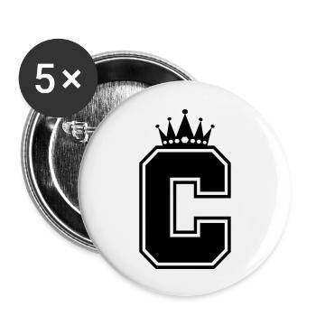 couronne de la lettre C - Lot de 5 grands badges (56 mm) - blanc - Devant