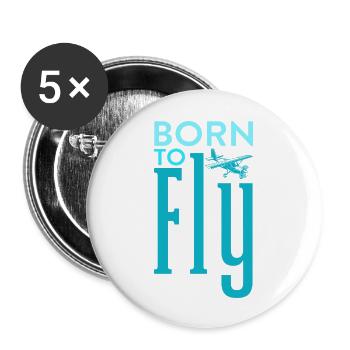 Born to Fly Pilot Aviation - Buttons large 2.2''/56 mm (5-pack) - white - Front