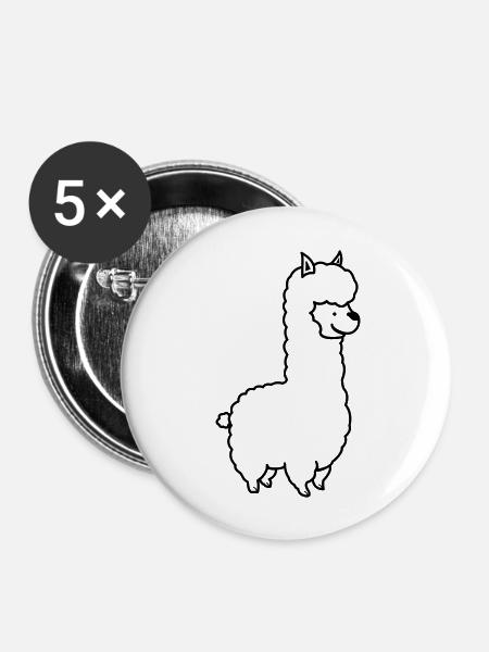 Alpaka - Buttons groß 56 mm (5er Pack) - Weiß