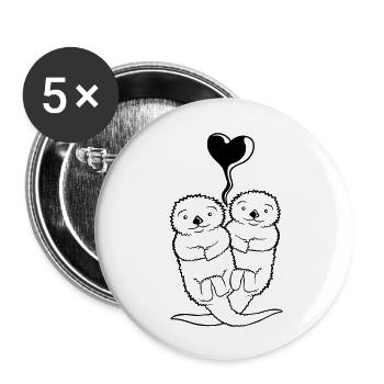 Cœur de couple de loutre - Lot de 5 grands badges (56 mm) - blanc - Devant