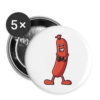 Eine Wurst die zockt - Buttons groß 56 mm (5er Pack) - Weiß - Vorne