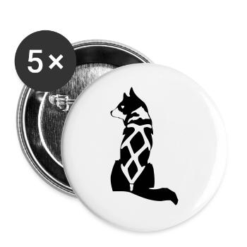 Yukon Quest - Schlittenhund (1) - Buttons groß 56 mm (5er Pack) - Weiß - Vorne