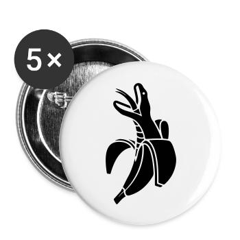 Bananen Schlange - Buttons groß 56 mm (5er Pack) - Weiß - Vorne