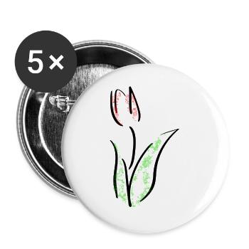 Tulip Line Art - Minimalist with splashes of color - Buttons large 2.2''/56 mm (5-pack) - white - Front
