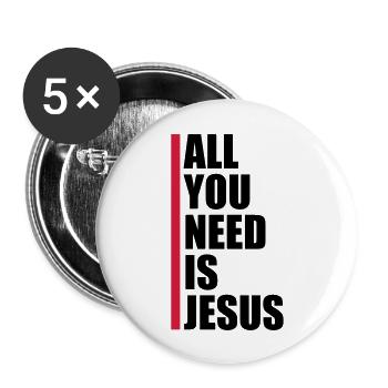 Strip Besoin de Jésus - Lot de 5 grands badges (56 mm) - blanc - Devant