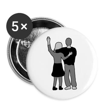 Winkend Paar verliebt - Buttons groß 56 mm (5er Pack) - Weiß - Vorne