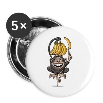 Monkey balanced with bananas - Monkey Yoga - Buttons large 2.2''/56 mm (5-pack) - white - Front