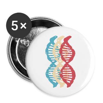 Science Biology retro DNA Genetics Motif 3 - Buttons large 2.2''/56 mm (5-pack) - white - Front