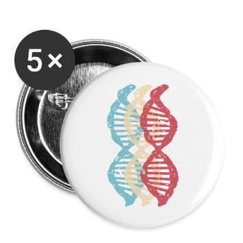 Science Biology retro DNA Genetics Motif 3 - Buttons large 2.2''/56 mm (5-pack) - white - Front