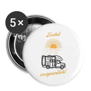 Freiheit im eigenen Hotel 1 - Buttons groß 56 mm (5er Pack) - Weiß - Vorne