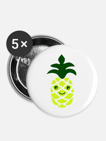 Ananas - Buttons groß 56 mm (5er Pack) - Weiß