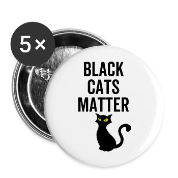 Schwarze Katzen sind wichtig - Buttons groß 56 mm (5er Pack) - Weiß - Vorne