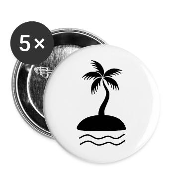 Palm Tree Black - Buttons large 2.2''/56 mm (5-pack) - white - Front