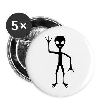 Umriss Silhouette außerirdischer Besucher - Buttons groß 56 mm (5er Pack) - Weiß - Vorne