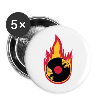 Musique de disque vinyle Fire - Lot de 5 grands badges (56 mm) - blanc - Devant