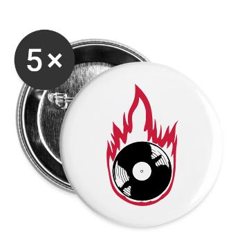 Musique de disque vinyle Fire - Lot de 5 grands badges (56 mm) - blanc - Devant