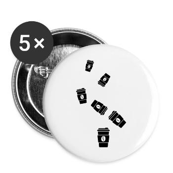 Coffee Symbol - Buttons large 2.2''/56 mm (5-pack) - white - Front