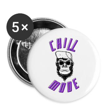 Chilliger Affe - Buttons groß 56 mm (5er Pack) - Weiß - Vorne