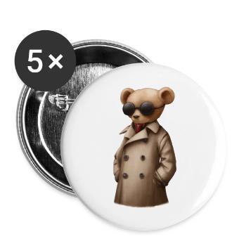 Teddy bear with sunglasses and suit - Buttons large 2.2''/56 mm (5-pack) - white - Front