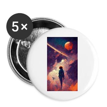 Spike Anime Hommage - Buttons groß 56 mm (5er Pack) - Weiß - Vorne