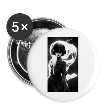 Manga powerfull girl - Lot de 5 grands badges (56 mm) - blanc - Devant