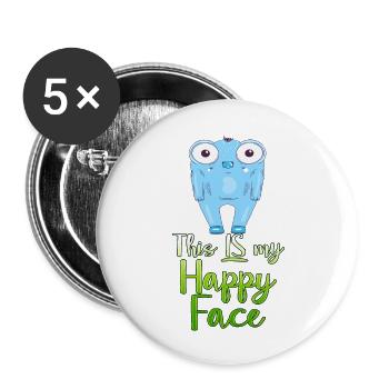 Angry Gesicht Gesicht Cartoon glückliches Gesicht Cartoon - Buttons groß 56 mm (5er Pack) - Weiß - Vorne