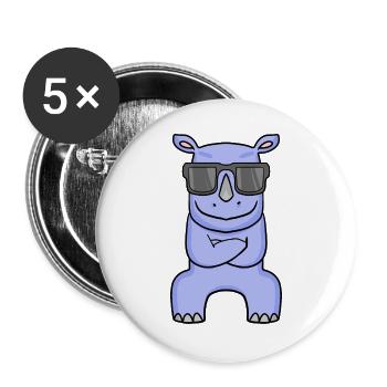 cool rhino - rhino with sunglasses - Buttons large 2.2''/56 mm (5-pack) - white - Front