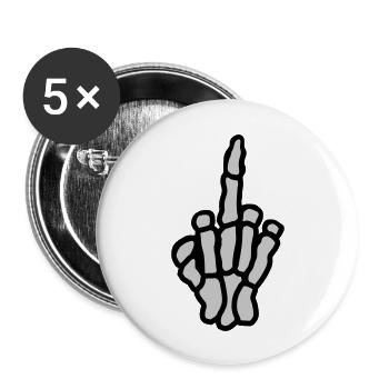 Middle finger bone hand show - Buttons large 2.2''/56 mm (5-pack) - white - Front