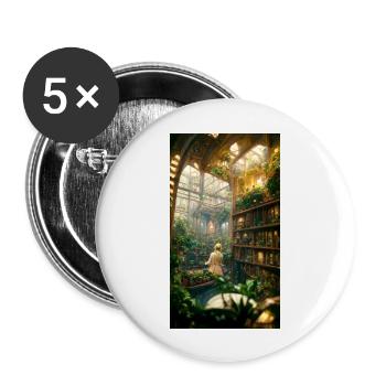 Secret library of garden inside a greenhouse - Buttons large 2.2''/56 mm (5-pack) - white - Front