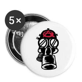 Anarchy Punk Gas Mask Rétro - Lot de 5 grands badges (56 mm) - blanc - Devant