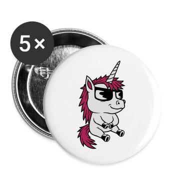 Cool Sunglasses Unicorn Comic - Buttons large 2.2''/56 mm (5-pack) - white - Front