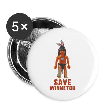 save winnetou,winnetou,indian,comic - Buttons large 2.2''/56 mm (5-pack) - white - Front
