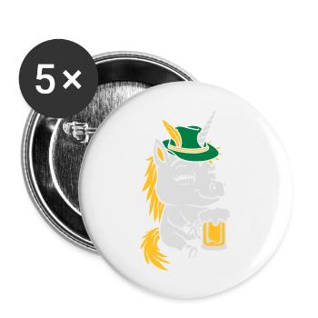 Party Einhorn Bier trinken - Buttons groß 56 mm (5er Pack) - Weiß - Vorne