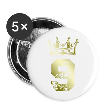 9 Couronne de numéros - Lot de 5 grands badges (56 mm) - blanc - Devant