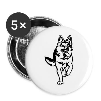 Berger allemand - Lot de 5 grands badges (56 mm) - blanc - Devant